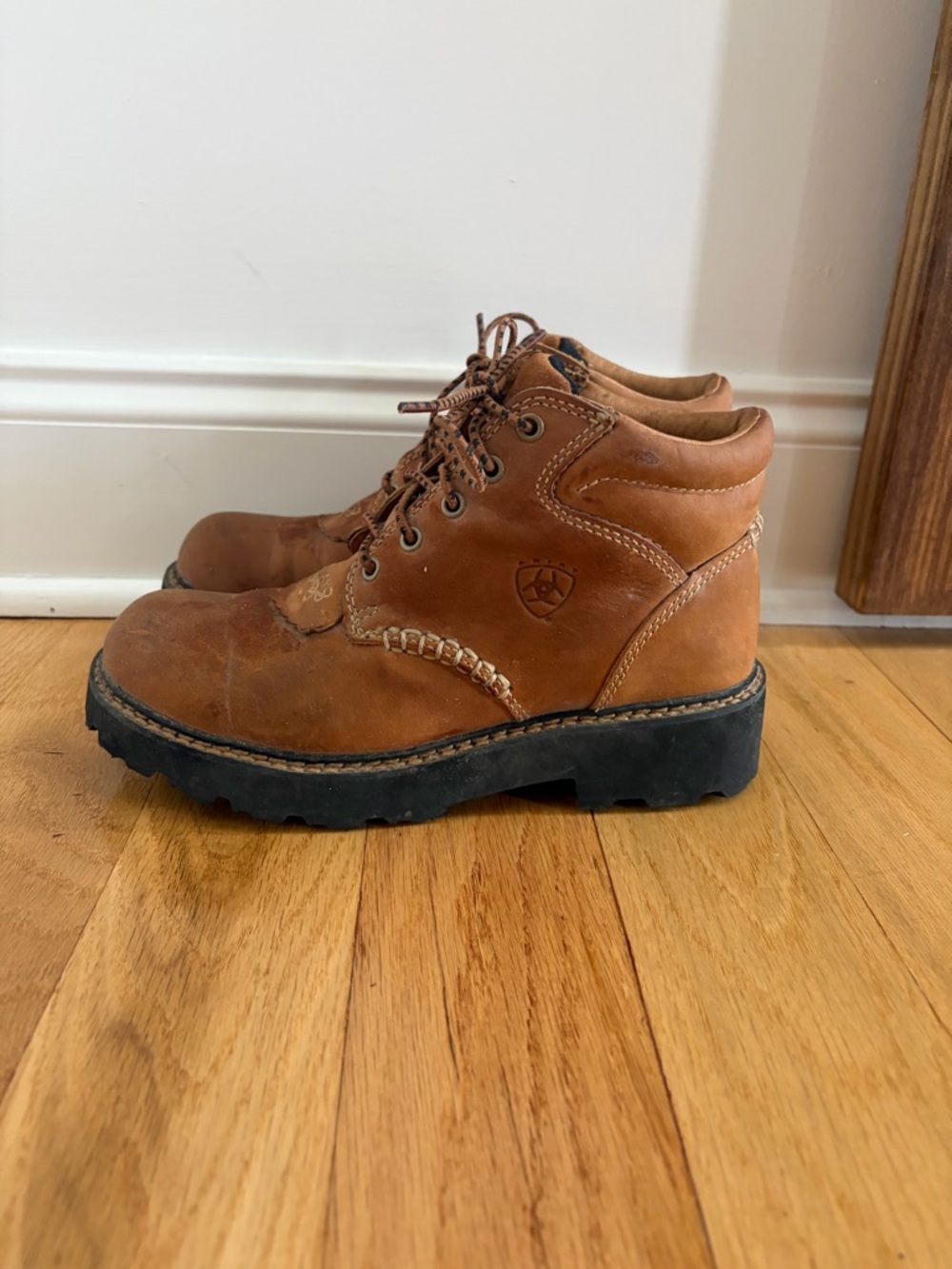 Ariat Brown Leather Lace-Up Work Boots - Picture 3 of 6